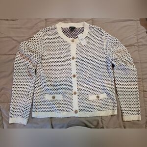 Ann Taylor Purple and White Knit Cardigan Size Large